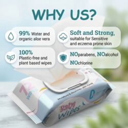 Chemical Free Baby Wipes for Baby Face and Hand Cleaning – Gentle & Alcohol Free