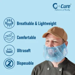 C-Cure Disposable Beard Cover for Men | Exclusive Non-Woven Polypropylene Beard Mask for cooking,food service,Pharma & Industrial Hygiene- Pack of 100 - Image 3
