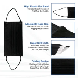 Dual SMS Fabric 3 Ply Disposable Surgical Face Mask – Black & White (Unisex) - Image 7