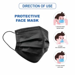 Dual SMS Fabric 3 Ply Disposable Surgical Face Mask – Black & White (Unisex) - Image 4