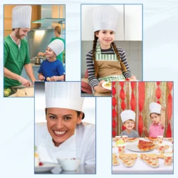 Leios Exclusive Chef Cap for Cooking with 4 Vents & Closed Top | Disposable Non-Woven Kitchen Hat for Catering, Cooking, Restaurants, Events & Home Use - Pack of 50 - Image 4