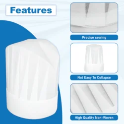 Leios Exclusive Chef Cap for Cooking with 4 Vents & Closed Top | Disposable Non-Woven Kitchen Hat for Catering, Cooking, Restaurants, Events & Home Use - Pack of 50 - Image 5