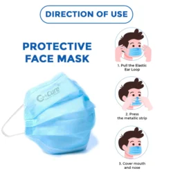 C-Cure Protective IIR Face Mask with Melt-Blown Filter | 3 Ply Premium Quality Disposable Ear loop Face mask – Blue - Image 3