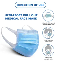 Ultra Soft Pull-Out Disposable Face Mask with Soft Fabric Ear Loops – Blue - Image 5