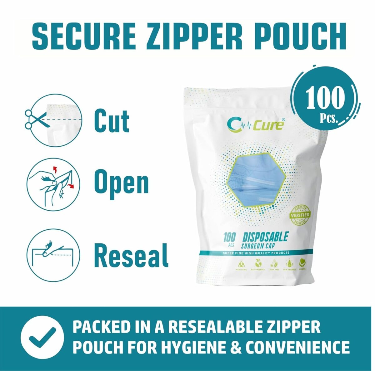Disposable Non-Woven Surgeon Cap for Doctors & Nurses Use | Blue - Image 7