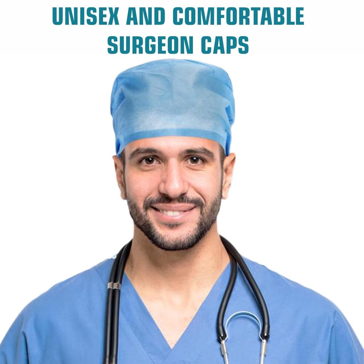 Disposable Non-Woven Surgeon Cap for Doctors & Nurses Use | Blue - Image 6