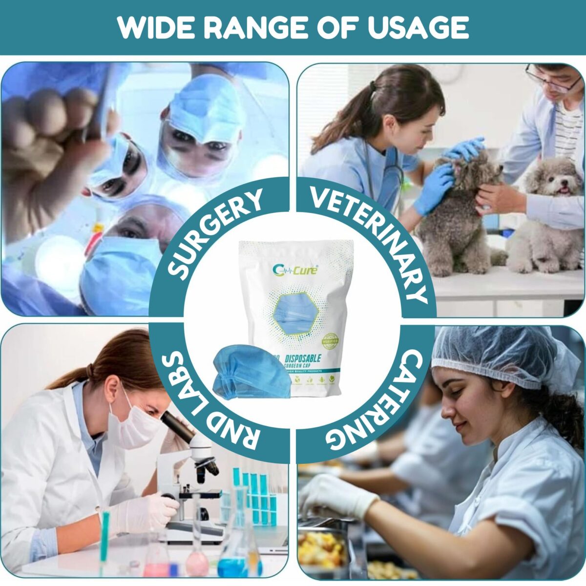 Disposable Non-Woven Surgeon Cap for Doctors & Nurses Use | Blue - Image 2