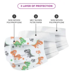 Kids 3 Ply Printed Disposable Face Mask | Melt blown Filter, Nose Pin & Soft Ear Loops for Ages 4–12 - Image 3