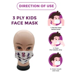 Kids 3 Ply Printed Disposable Face Mask | Melt blown Filter, Nose Pin & Soft Ear Loops for Ages 4–12 - Image 4