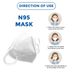 N95 Face Mask – 5 Layer Protection with Ear Loops & Adjustable Nose Clip | Unisex Mask for Pollution, Dust & Virus Safety - Image 2