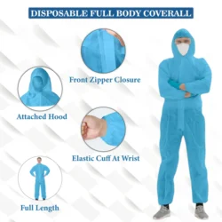 C-Cure Disposable Coverall – Full Body Nonwoven Hooded Suit with zipper - XL - Image 2