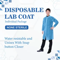 C-CURE Disposable Non-Woven Lab Coat | 40 GSM | Full Sleeve with Elastic Cuffs | No Pocket | Knee-Length - Image 4