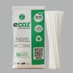 Ecoz Disposable biodegradable White Straw for juice | Exclusive Planet-Friendly Straw for cold drinks, cafes, parties and daily use - Pack of 100
