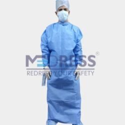 blue wrap around surgical gown