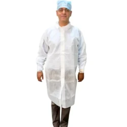 C-CURE Disposable Non-Woven Lab Coat | 40 GSM | Full Sleeve with Elastic Cuffs | No Pocket | Knee-Length - Image 7