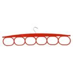 Paras Hanger Plastic Tie Hanger for Wardrobe| Pack of 5 | 360 Degree Rotating Hook Hanger | 6 Slots Multipurpose Cloth Organizer | Wardrobe & Closet Organizer for Tie, Belt & Accessories| Red
