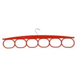 Paras Hanger Plastic Tie Hanger for Wardrobe| Pack of 5 | 360 Degree Rotating Hook Hanger | 6 Slots Multipurpose Cloth Organizer | Wardrobe & Closet Organizer for Tie, Belt & Accessories| Red