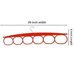 Paras Hanger Plastic Tie Hanger for Wardrobe| Pack of 5 | 360 Degree Rotating Hook Hanger | 6 Slots Multipurpose Cloth Organizer | Wardrobe & Closet Organizer for Tie, Belt & Accessories| Red - Image 4