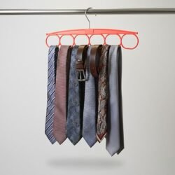 Paras Hanger Plastic Tie Hanger for Wardrobe| Pack of 5 | 360 Degree Rotating Hook Hanger | 6 Slots Multipurpose Cloth Organizer | Wardrobe & Closet Organizer for Tie, Belt & Accessories| Red - Image 5