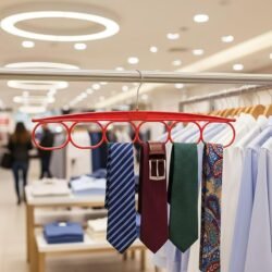 Paras Hanger Plastic Tie Hanger for Wardrobe| Pack of 5 | 360 Degree Rotating Hook Hanger | 6 Slots Multipurpose Cloth Organizer | Wardrobe & Closet Organizer for Tie, Belt & Accessories| Red - Image 6