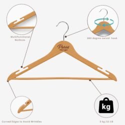 Paras Hanger 360° Rotating Plastic Cloth Hanger for Wardrobe | Durable Dress Hanger for Saree, Shirt & Coat | Space-Saving Wardrobe & Closet Organizer for Cloth Hanging | Pack of 6 Beige - Image 2