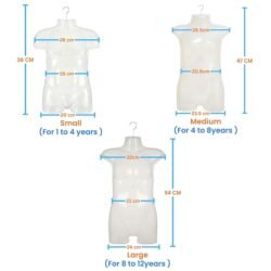 Kids/Toddler Mannequin Torso | Lightweight Hollow-Back Dress Form with Hanging Hook | Durable PP Display Dummy for T-Shirts, Shirts, Jackets & Kidswear (Unisex, Ages 4–8 Years) - Image 4