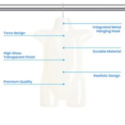 Kids/Toddler Mannequin Torso | Lightweight Hollow-Back Dress Form with Hanging Hook | Durable PP Display Dummy for T-Shirts, Shirts, Jackets & Kidswear (Unisex, Ages 4–8 Years) - Image 5