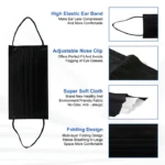 C-Cure 3 Ply Black Disposable Face Mask with Melt Blown SMMS Fabric & Nose Clip | Breathable, Comfortable Unisex Mask – Pack of 50 - Image 4