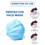 C-Cure 3 Ply Protective Disposable Blue Face Mask with Nose Clip | Breathable Non-Woven Unisex Mask – Pack of 50 - Image 4